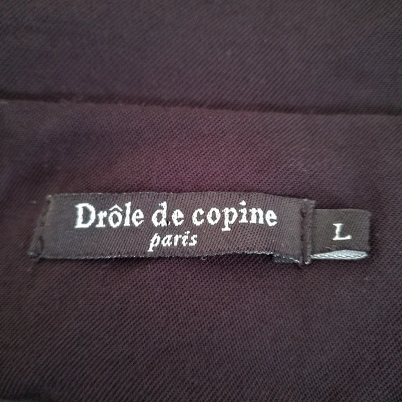 Drôle de Copine Paris Black Belted Military Jacket Coat L Embroidered Trim Fring - Picture 8 of 9